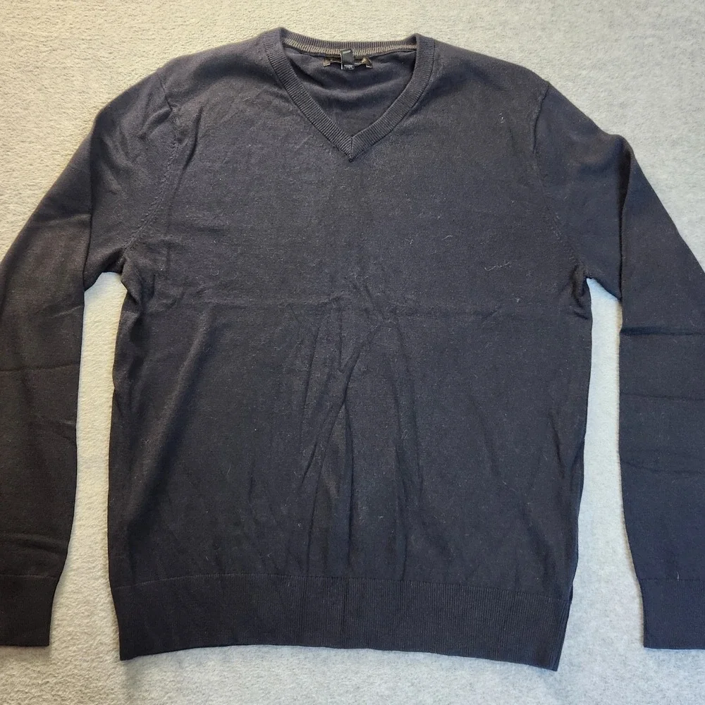 Banana Republic Luxe‎ Yarn Sweater Mens M Navy V Neck Cotton Silk Cashmere